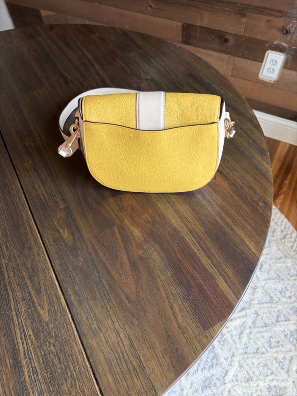 Coach Georgie Yellow and Chalk Pebble Leather Crossbody Saddle Bag - Picture 2 of 13